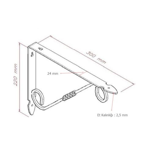 24 Adet Ferforje 22 x 30 cm Dekoratif Raf Altı Ayağı Konsol Siyah