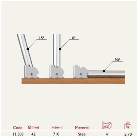 Tempo Masa Ayağı Katlanır Krom Metal 71 cm 4 Adet