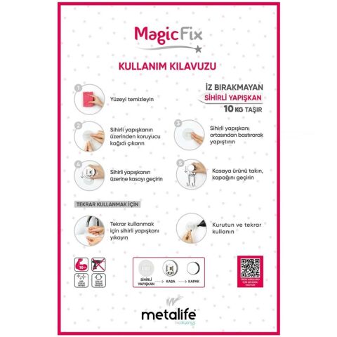 Magic Fix Yuvarlak Havluluk Krom İz Bırakmayan Sihirli Yapışkan