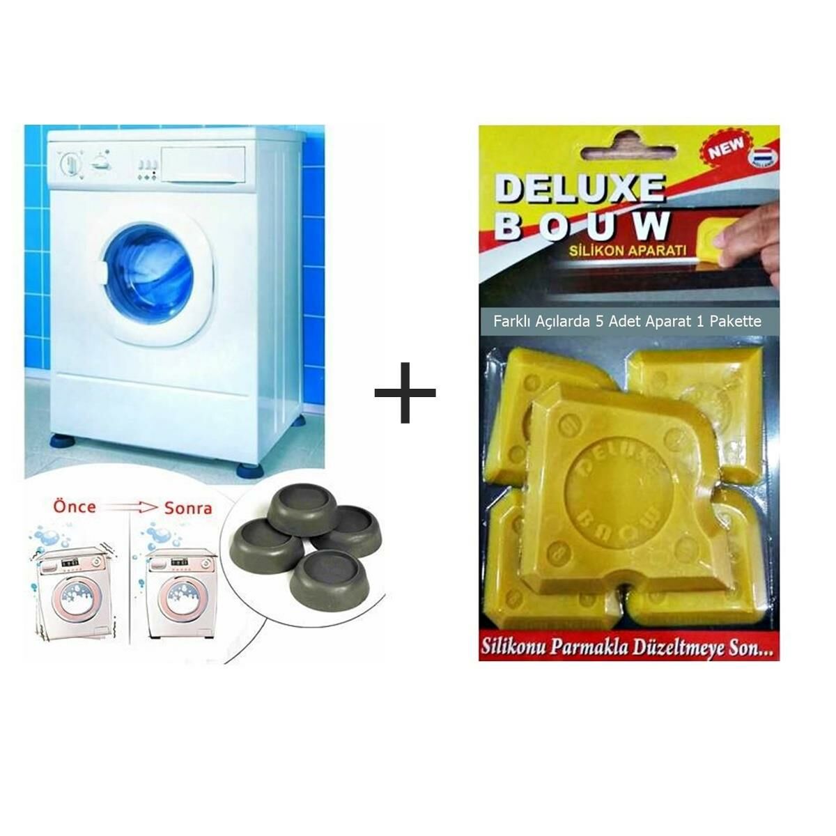 Saban Çamaşır Makinesi Titreşim Ayağı + Silikon Çekme Aparatı Set