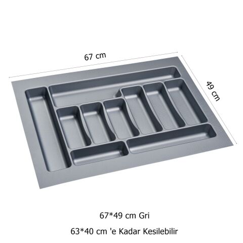 Çekmece İçi Kaşıklık ve Kepçelik 2 li Set 67 x 49 cm Gri