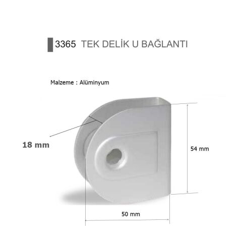 Islak Hacim 18 mm Sunta Wc Kabin için Alüminyum U Bağlantı