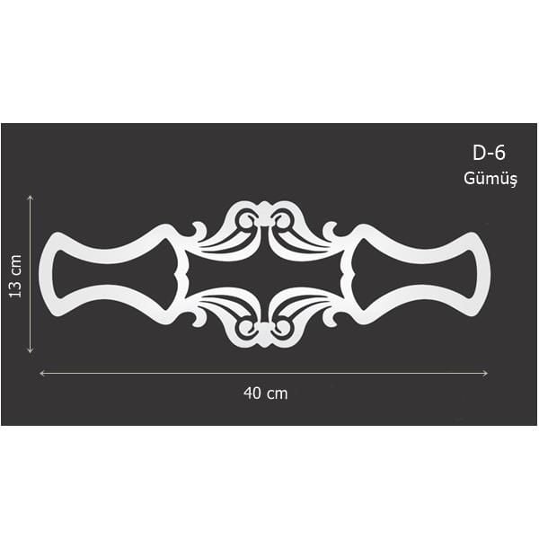 D-6 Gümüş 40 x 13 cm Sibu Aynalı Pleksi Mobilya Dolap Süsü