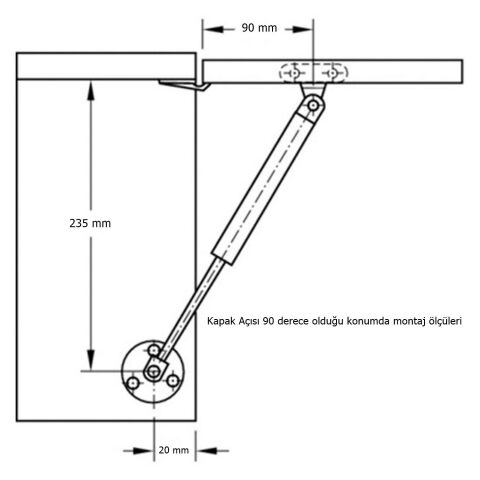 Gazlı Amortisör Piston 100 N Kalkar Kapak için 27 cm Beyaz