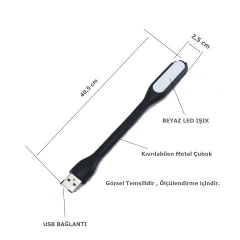 Usb Bağlantılı Dokunmatikli Led Kitap Okuma Masa Lambası Siyah