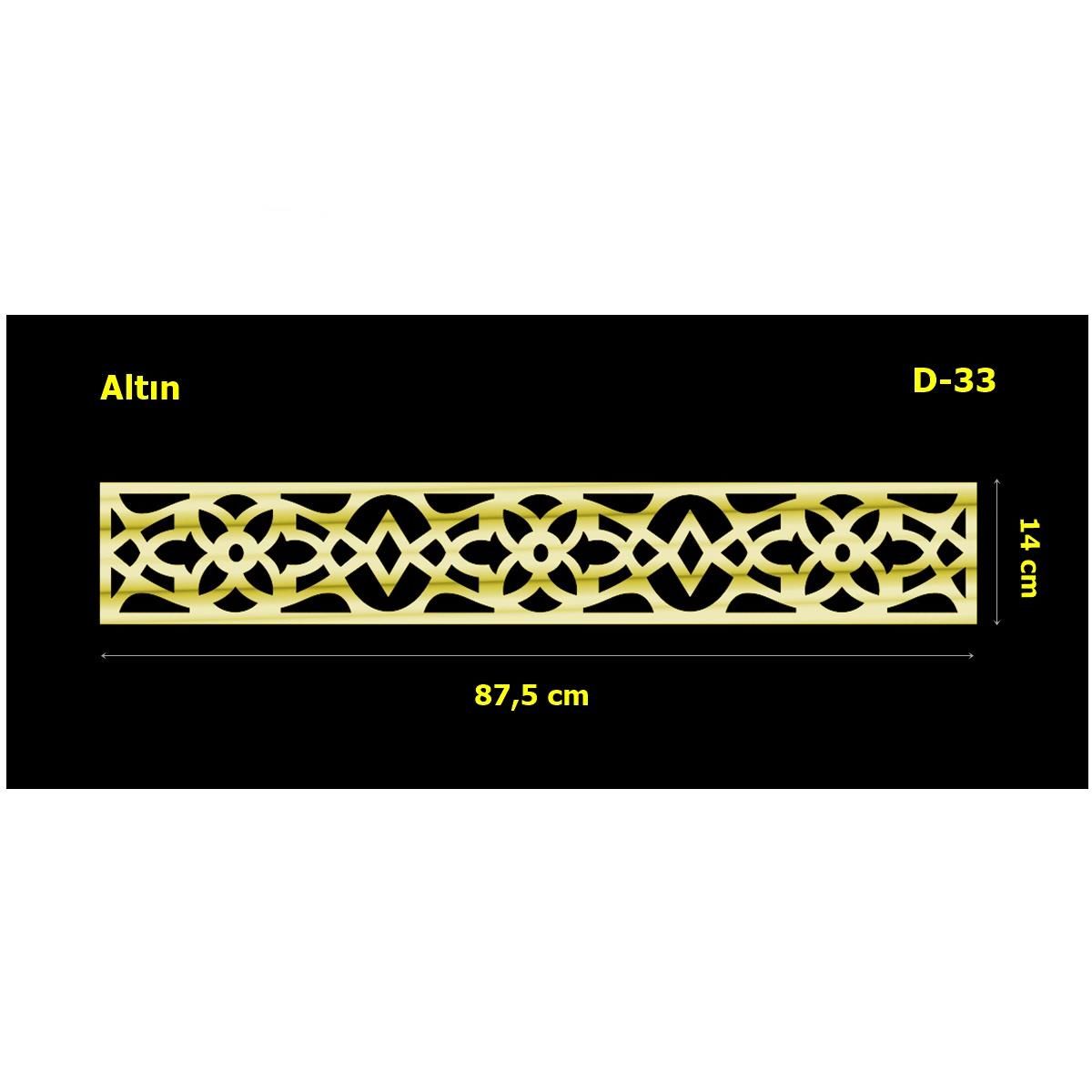 D-33 Altın 87,5 x 14 cm Sibu Aynalı Pleksi Mobilya Dolap Süsü