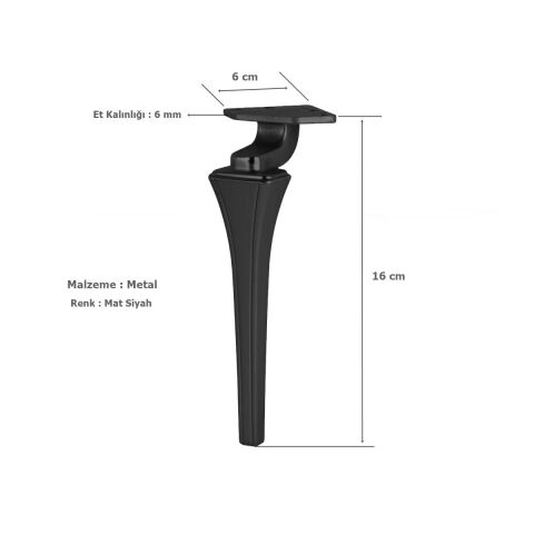 Venüs Lüx Metal Ayak 16 cm Mat Siyah Mobilya Koltuk Ayağı