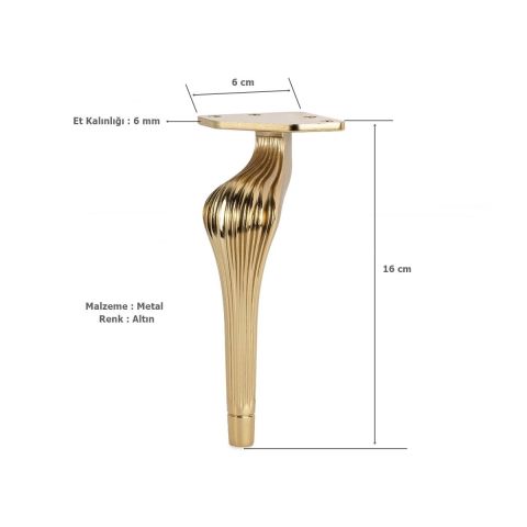 Ottoman Lüx Metal Ayak 16 cm Altın Mobilya Koltuk Ayağı