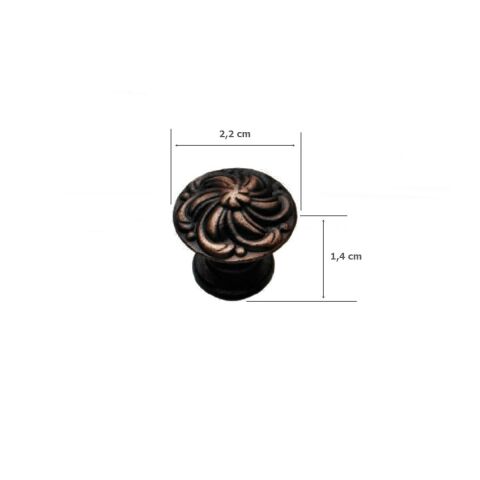 Pervane Düğme Tek Vidalı Eskitme Antik Bakır Mobilya Dolap Kulp