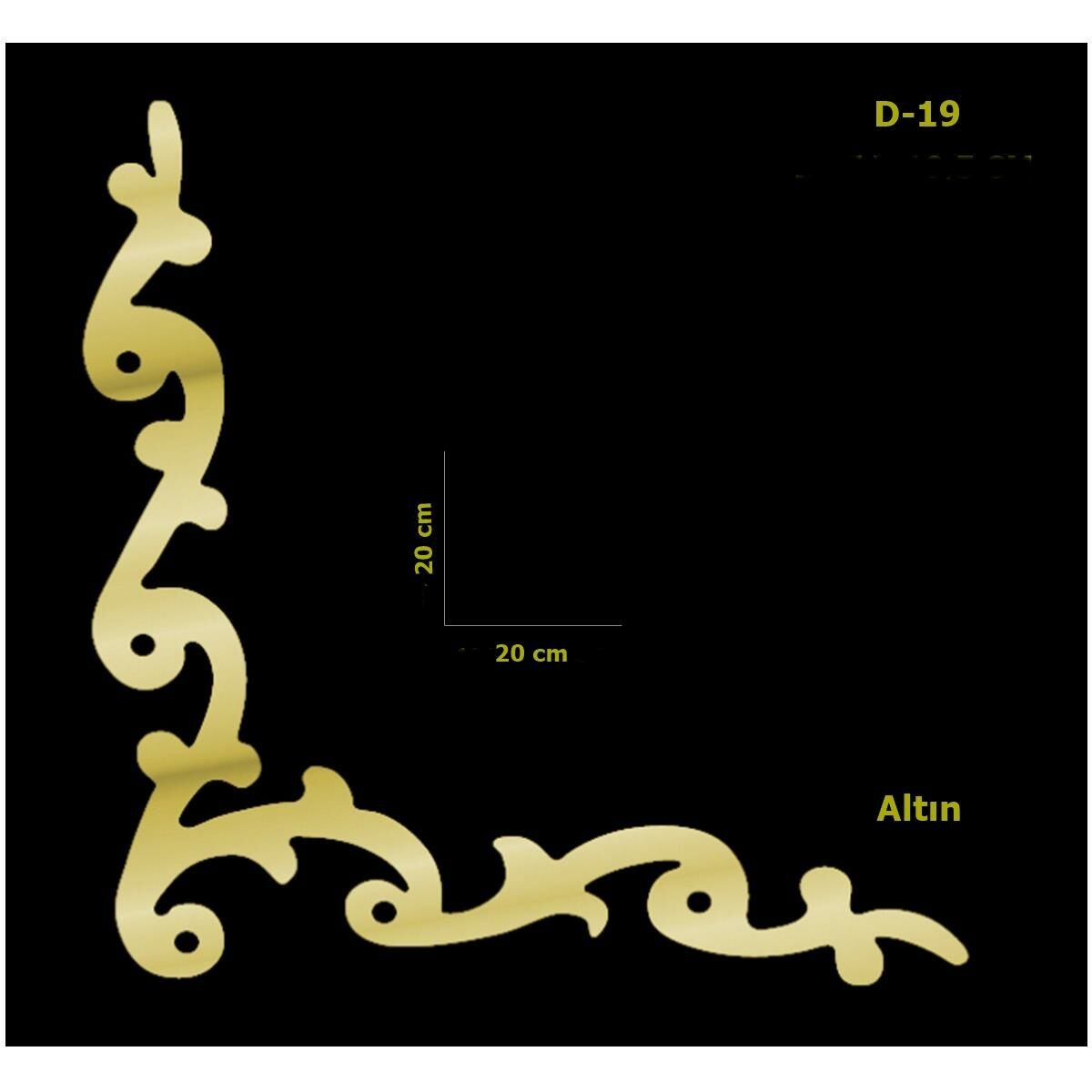 D-19 Altın 20 x 20 cm Sibu Aynalı Pleksi Mobilya Dolap Süsü