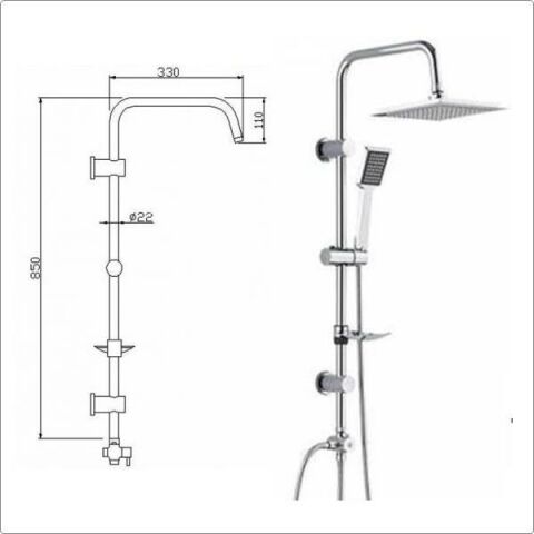 Tema Rain Quadro Sürgülü Banyo Duş Takımı Seti Paslanmaz Boru