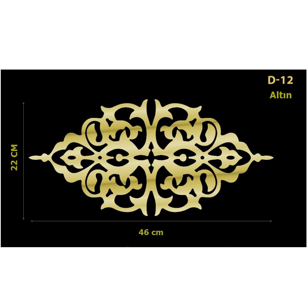 D-12 Altın 46 x 22 cm Sibu Aynalı Pleksi Mobilya Dolap Süsü