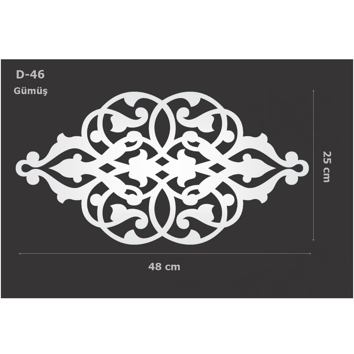 D-46 Gümüş 48 x 25 cm Sibu Aynalı Pleksi Mobilya Dolap Süsü