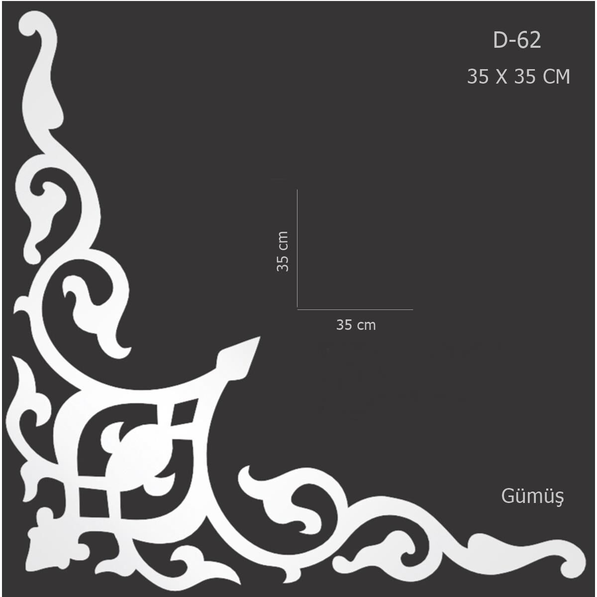 D-62 Gümüş 35 x 35 cm Sibu Aynalı Pleksi Mobilya Dolap Süsü