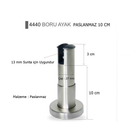 Islak Hacim 13 mm Kompakt Kabin Paslanmaz Bingolu Ayak 10 cm