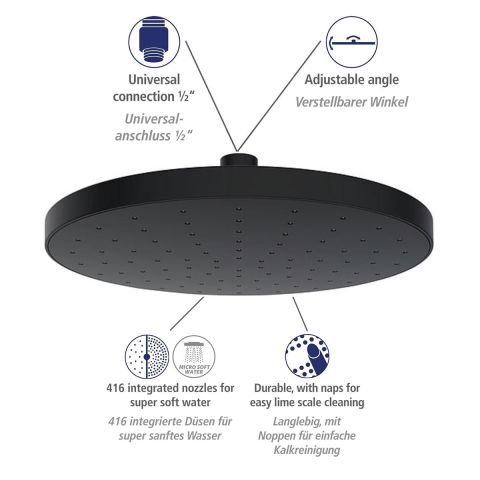 Wenko Tepe Duş Başlığı Kireç Kırıcılı Sistem - Made in Germany