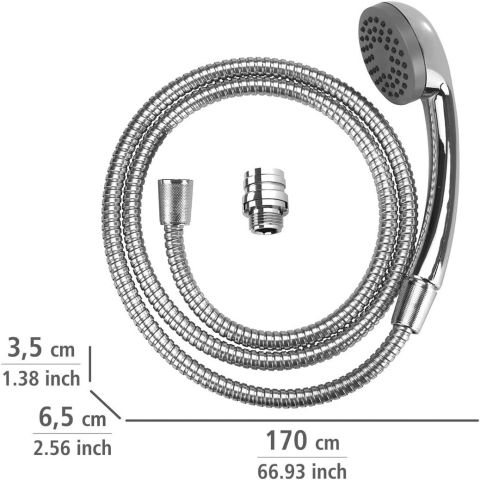 Wenko Lavabo Duş Seti Krom 150 cm Spiral - Made in Germany