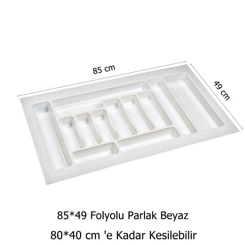 2 Adet Çekmece İçi Kaşıklık 85 x 49 cm Beyaz Mutfak Çekmece Düzenleyici