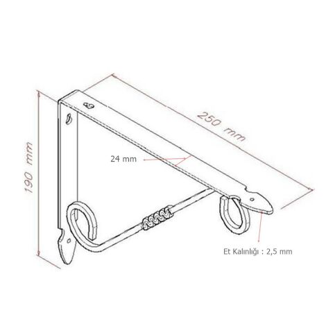 Ferforje 19 x 25 cm Dekoratif Raf Altı Raf Ayağı Konsol Beyaz