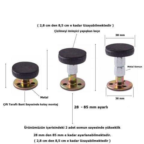 2 Adet Yatak Baza Başlık Dolap Sabitleme Aparatı Titreşim Önleyici