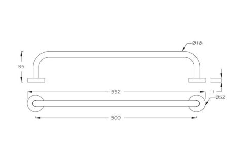 Yaşlı Hasta Engelli Çap: 19 mm Tutunma Barı 50 cm Paslanmaz