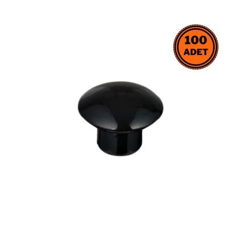 100 Adet Plastik Mantar Düğme Mobilya Kulp Tek Vidalı Siyah