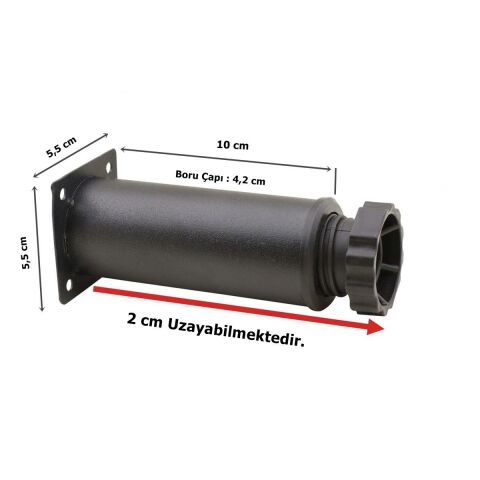 Metal 10 cm Özel Mat Siyah Boyalı Ayarlı Mobilya Koltuk Ayağı