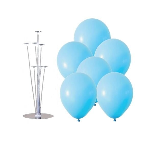 Standlı Açık Mavi Balon Demeti