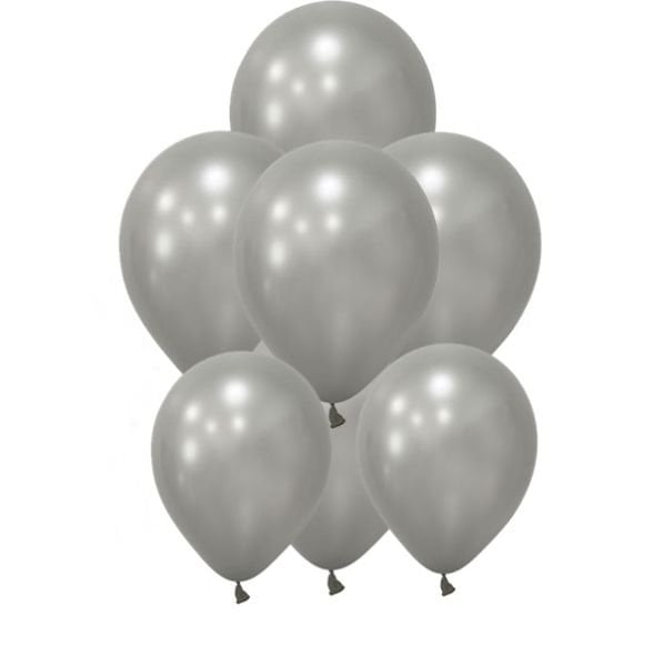 Metalik Gümüş Gri Balon 10 Adet