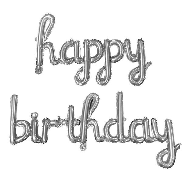 Folyo El Yazı Gümüş Happy Birthday Yazı