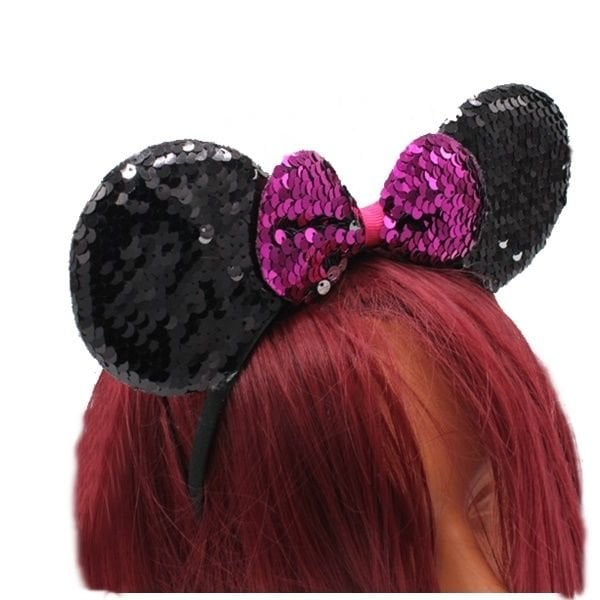 Pullu Siyah Minnie Mouse Taç