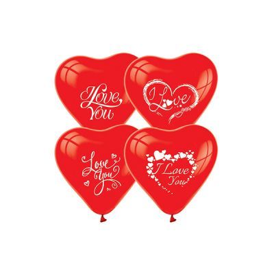 Kırmızı I Love You Kalp Balon 10 Adet