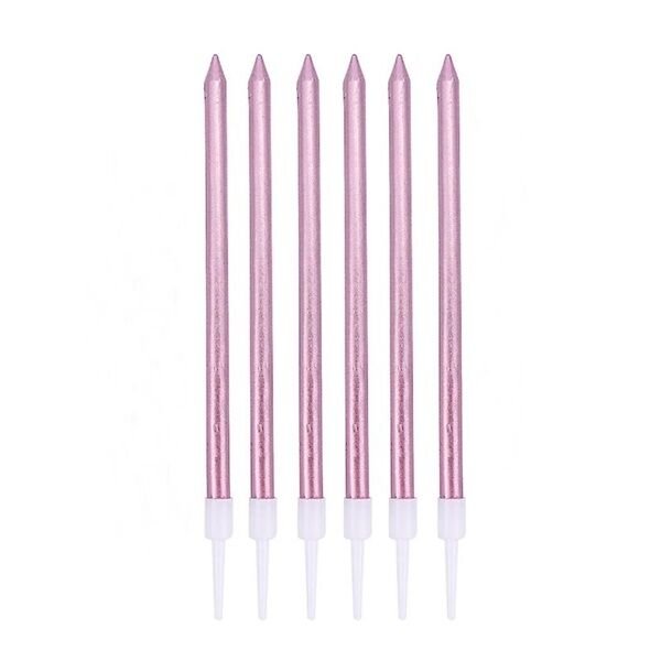Pembe Kalem Mum 15 cm 6 Adet