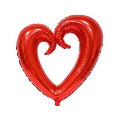 Folyo Kırmızı Kıvrımlı Kalp Balon 95 cm