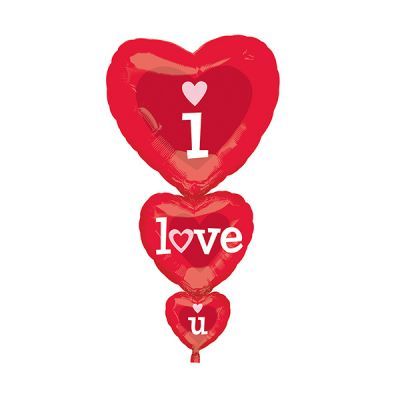 Folyo I Love You Üçlü Kalp Balon 95 cm