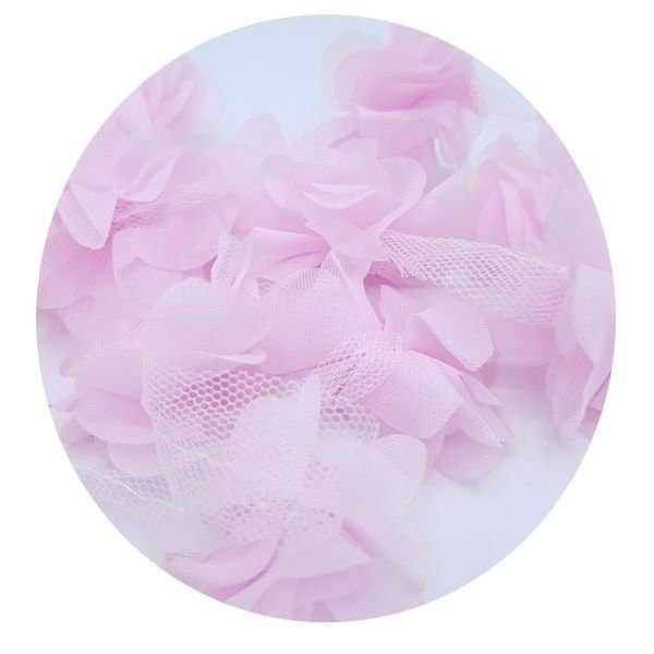 Kumaş Pembe Şerit Gül 10 lu