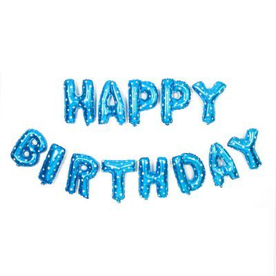 Folyo Mavi Puanlı Happy Birthday Balon Yazı