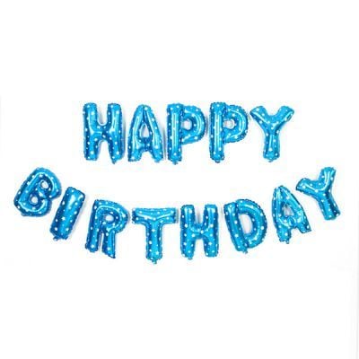 Folyo Mavi Puanlı Happy Birthday Balon Yazı