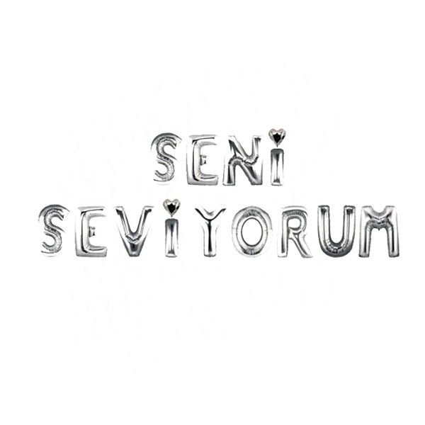 Folyo Gümüş Seni Seviyorum Balon Yazı