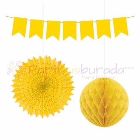 Sarı Kağıt Süs Seti 3 lü