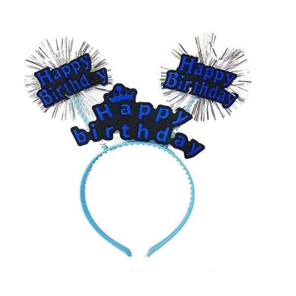 Neon Mavi Happy Birthday Taç