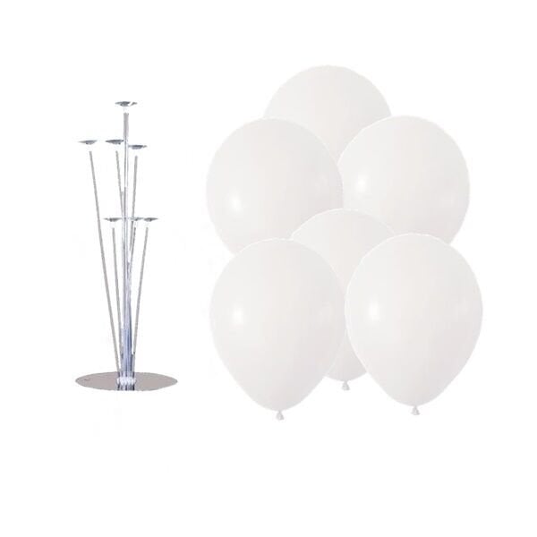 Standlı Beyaz Balon Demeti