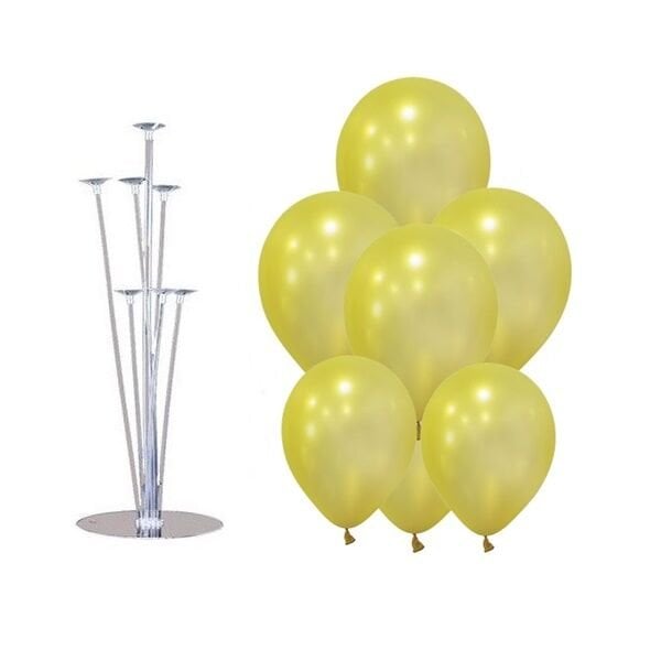 Standlı Metalik Sarı Balon Demeti