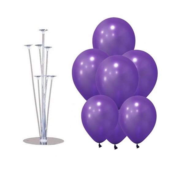 Standlı Metalik Mor Balon Demeti