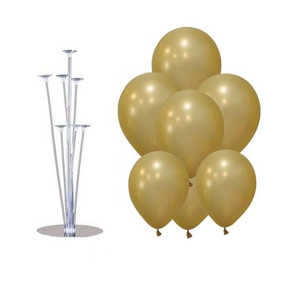 Standlı Metalik Gold Balon Demeti