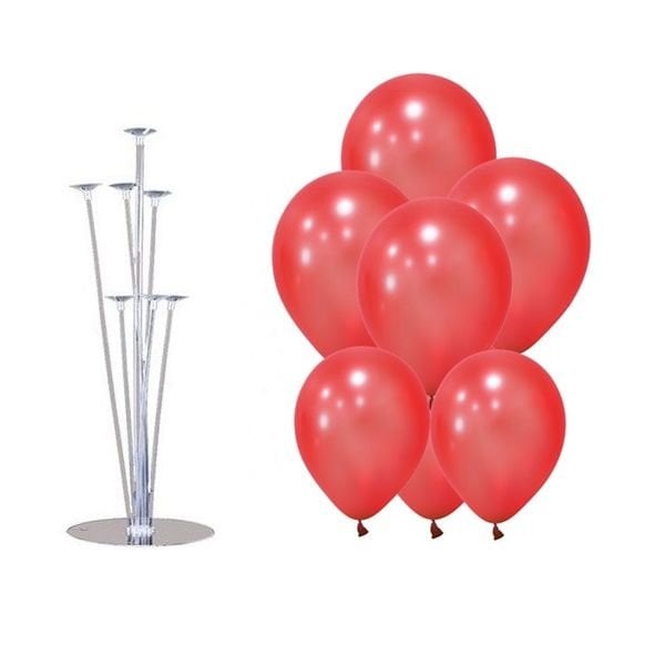 Standlı Metalik Kırmızı Balon Demeti
