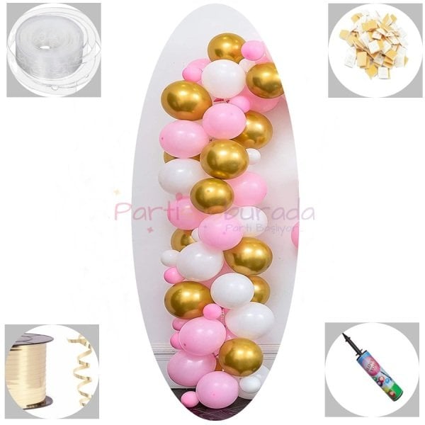 Gold ve Pembe Zincir Balon Seti