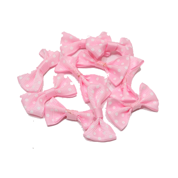 Grogren Pembe Puanlı Papyon 4 cm 10 Lu
