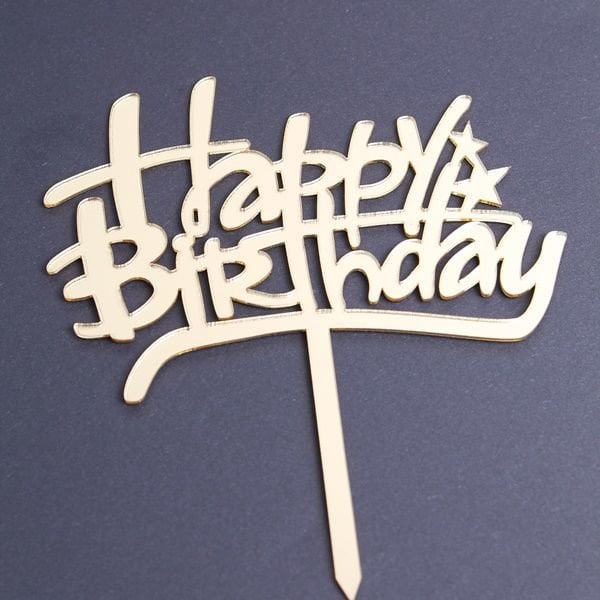 Pileksi El Yazı Gold Happy Birthday Pasta Yazı