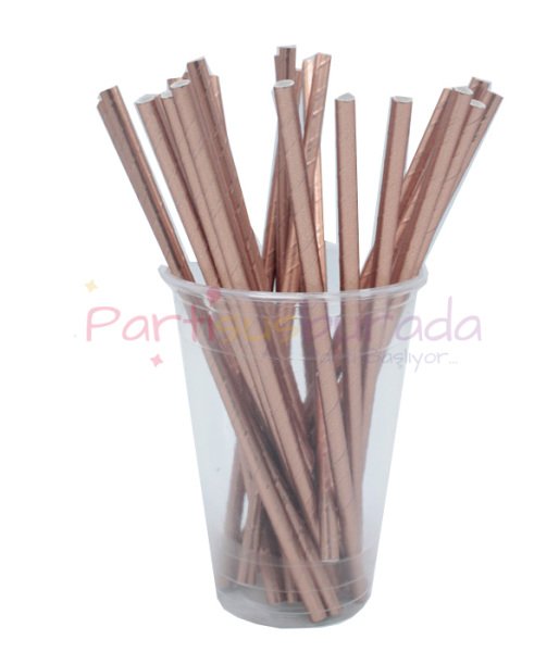 RoseGold Kağıt Pipet 25 Adet